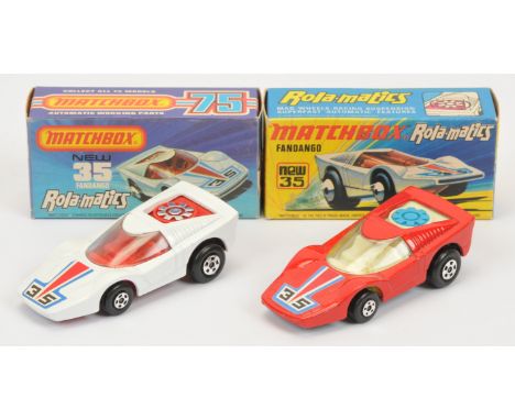Matchbox Superfast 35b Fandango pair (1) white body with racing No.35 nose label, clear windows, red interior, chrome rear fa