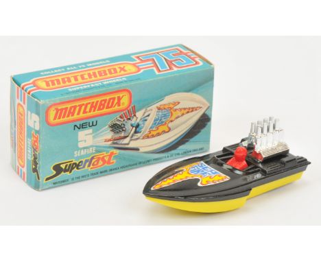 Matchbox Superfast 5b Seafire Power Boat - twin pack issue - gloss black body with lemon yellow hull, red driver &amp; engine