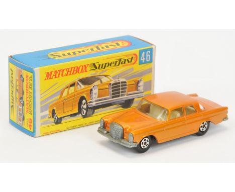 Matchbox Superfast 46a Mercedes 300SE Coupe - lighter shade metallic orange-gold body with cast shut doors, clear windows, iv