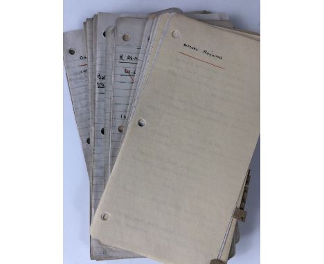 A rare, extensive and detailed archive of manuscript notes detailing production of Great War British military munitions, ex-T