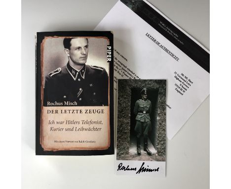 [Autograph] A contemporary print of a Second World War portrait of Rochus Misch, SS Oberscharführer and bodyguard, courier an