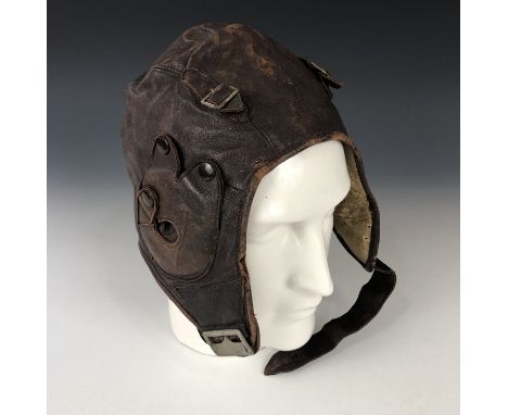 A 1930s Fortnum and Mason leather flying helmet