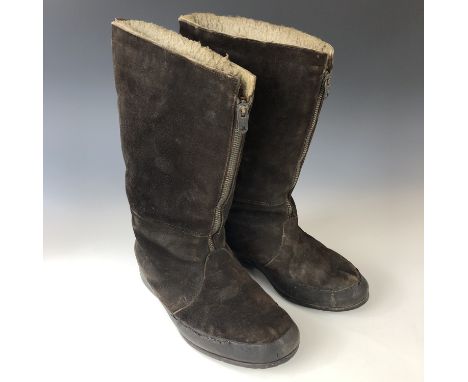 A pair of RAF 1940 pattern flying boots, size 8, bearing the details of their original owner "K Turner 1596706"
