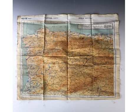 A Second World War silk escape map, 43/K Spain and France 