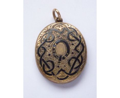 A Victorian yellow-metal mourning locket commemorating the passing of Lucretia Wainwright Rathbone (nee Gair) (1823-1959) the