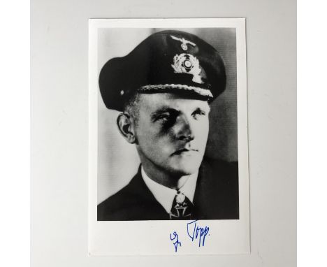 [Autograph] A contemporary print of a Second World War portrait photograph of the Erich Topp the third most successful U-Boat