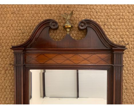 A Sheraton revival mahogany wall / overmantel mirror, 84 cm x 57 cm