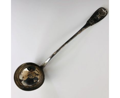 A Georgian Scottish silver king's pattern ladle, Robert Gray &amp; Son, Glasgow, 1826, 208.1g, 9.5 cm diameter bowl