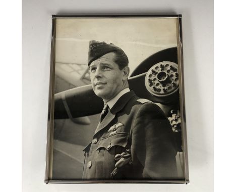 A framed period portrait photograph of Gerard John Regis Leo d'Erlanger (1906-1962) founder of the Air Transport Auxiliary an