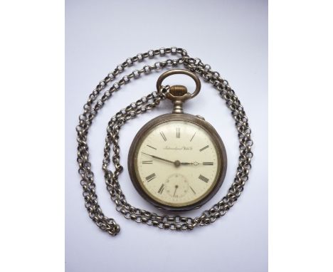 An early 20th century white-metal cased International Watch Co / IWC half-chronometer pocket watch, with crown-wound lever mo