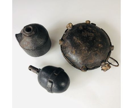 Inert Imperial German Model 1915 discus, Model 1917 Eierhandgranate / egg and Model 1917 rifle grenades