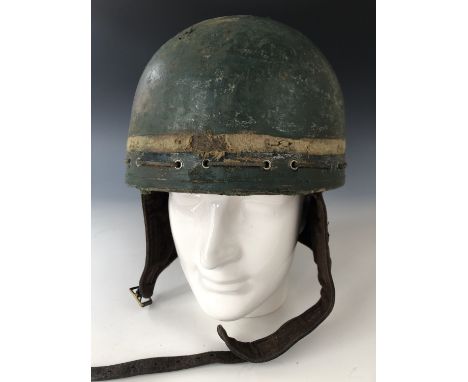 A 1941 dated British Army motor-cyclist's "pulp" helmet