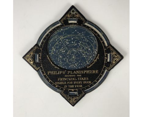 An early 20th Century "Philips' Planisphere, showing the principle stars visible for every hour in the year", 13 x 13 cm