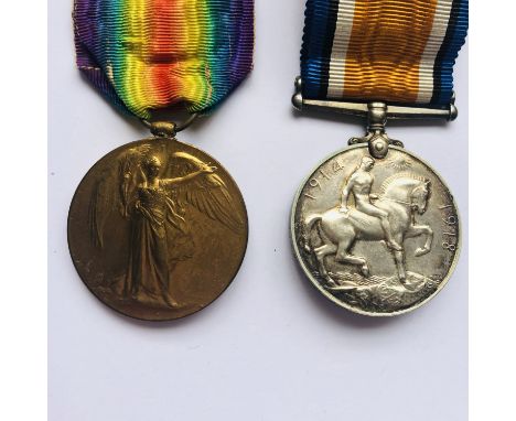 British War and Victory Medals to 53323 Dvr W Wilkinson, RA