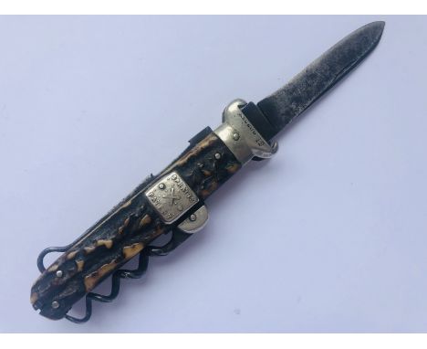 A Victorian Spratt's Patent / Ascend folding combination knife by Staniforth of Sheffield, incorporating a corkscrew and butt