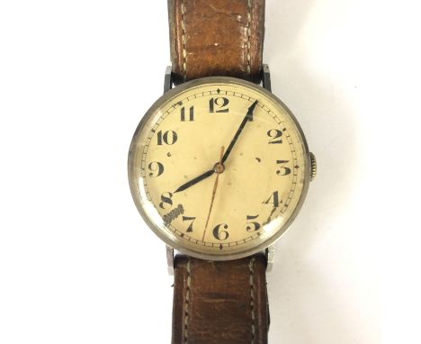 A Second World War RAF Navigator's wrist watch by Movado, the back engraved AM, 6B/159, G&amp;S Co Ltd, 8967/40, case diamete