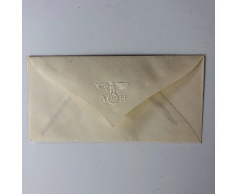 An item of Adolf Hitler's personal stationery, comprising a small envelope, the flap bearing Hitler's embossed initials and t