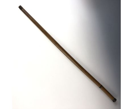 A late 19th century walking cane with concealed glass spirit flask, 89 cm