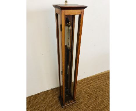 An early 20th Century Fortin precision barometer by Stanley, Belcher and Mason, in glazed mahogany case, 124 cm