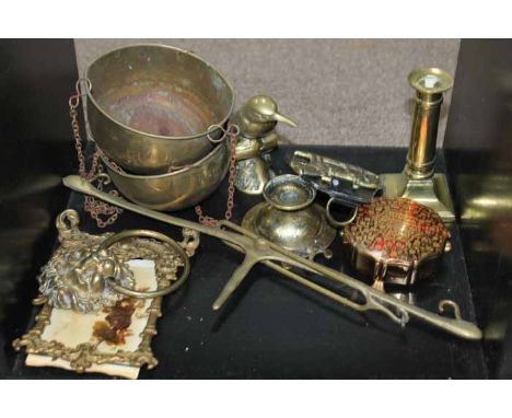 SELECTION OF BRASS AND WOODEN ITEMS
including Celtic crosses