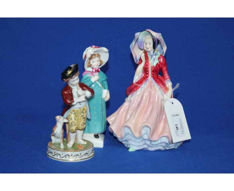 GROUP OF FOUR CERAMIC FIGURES
including a Paragon figure of 'Lady Patricia', Royal Doulton girl figure of 'Claire HN2800' and