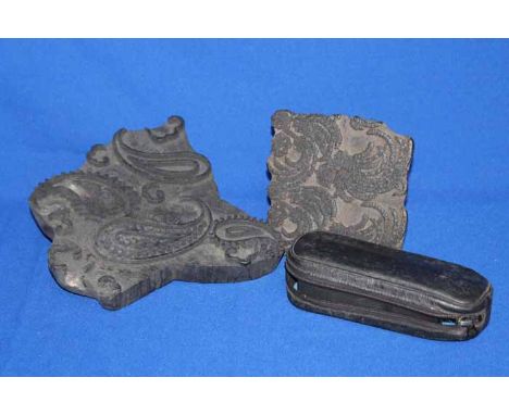 TWO WOODEN PRINTING BLOCKS
along with a cine camera