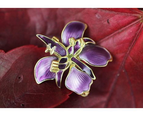 A David Andersen Willow Herb brooch from the Flora collection, designed by Kikki Kvaal for David Andersen from 1980, the silv
