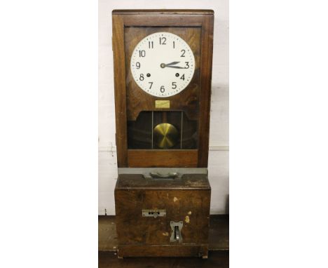 A Frank H Hayhurst of Manchester vintage clocking On / Off machine, with Arabic numeral dial and original lithograph makers l