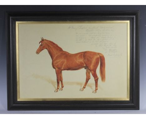 Basil Nightingale (1864-1940), 
A pair of watercolours with pencil annotations, 
Racehorses - Hermit and Ormonde, 
signed, 
I