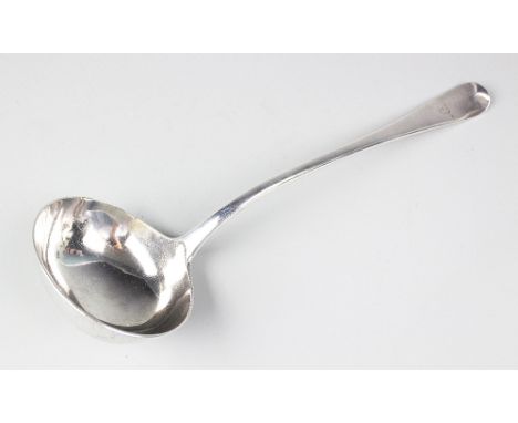 A Victorian Old English pattern silver ladle, George Adams, London 1846, initialled D, 8.5ozt, 34.5cm