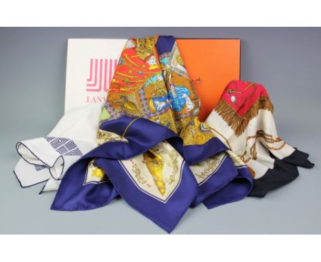 An Hermes Paris silk scarf, Le Tarot desgined by Annie Faivre, 90cm x 90cm, within original box and with care card, along wit