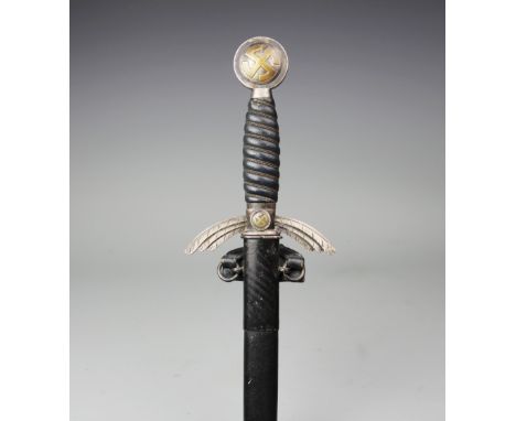 A World War II Third Reich German Luftwaffe officers sword, with 67cm Paul Weyersberg & Co blade, wire bound leather grip and