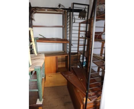 Two Staples teak ladder rack wall units each 37" wide