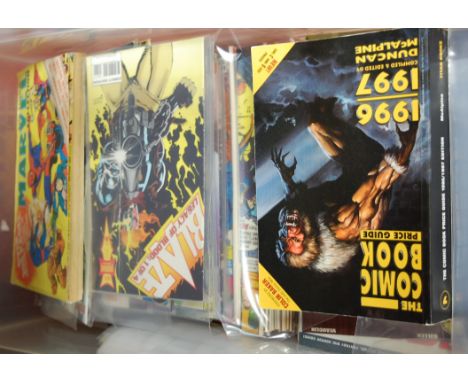 A box of Marvel and other comics, together with a Comic Book price guide 1996-97 