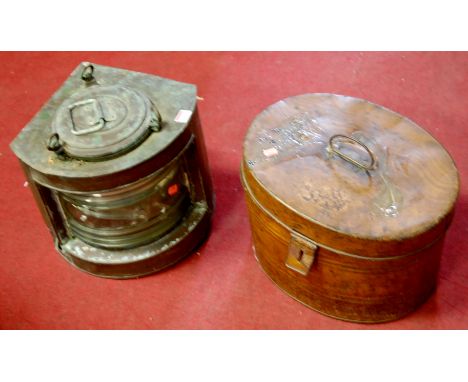 A ships lantern (a/f); and a hat-tin (2) 
