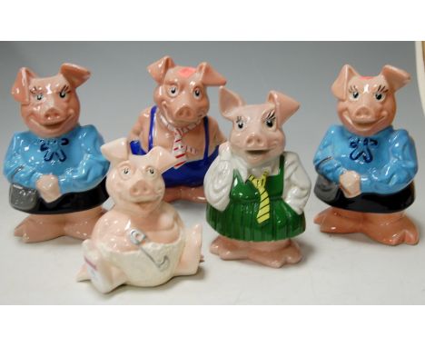 Five various Wade Natwest moneybox pigs