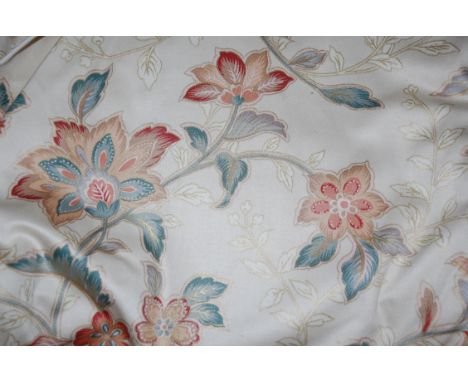 Four boxes of floral decorated double lined and other curtains 