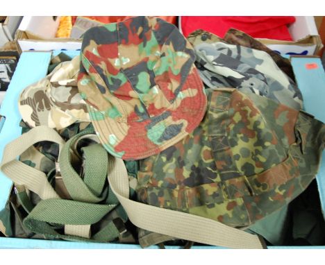 Mixed lot of reproduction American military cloth caps and helmet covers etc 