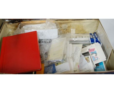 A mid-20th century travel case and contents to include; first day covers, Senator medium stamp album, Stanley Gibbons Swiftsu