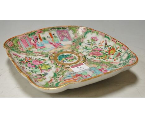 A Chinese Canton enamel decorated square dish