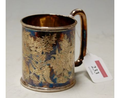A late Victorian silver and engraved christening mug, 4.3oz, Sheffield assays
