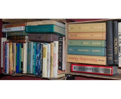 Two boxes of hardback volumes to include; George Orwell, Nabokov, and other mainly 20th century American first editions 