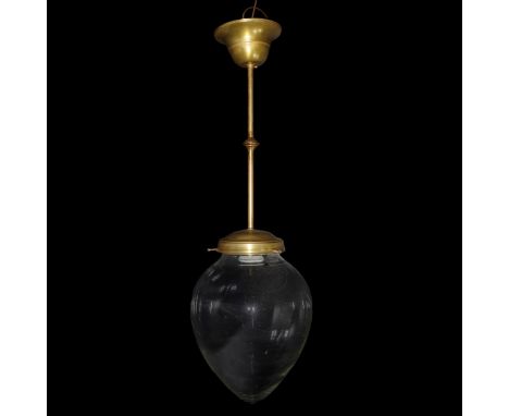 Single-light bowl chandelier in transparent glass, stem in golden metal 60 x 20 cm      60 x 20 cm     