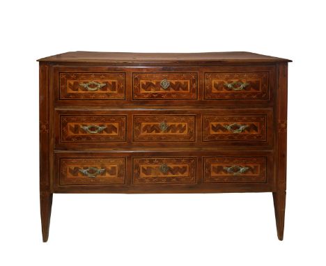 Top and side inlays with compass rose and jasmine motifs. Sicilian artisan manufacturing  H 100x129x57 cm     Louis XVI, Sici