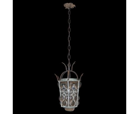Lantern in iron and bubble Murano glass h 35 L 25 cm      h 35 L 25 cm     