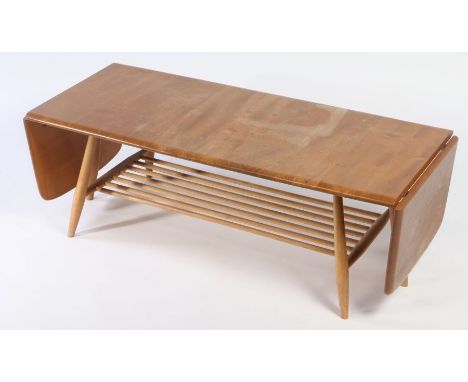 Ercol Drop Leaf Coffee Table. 107cm x 46cm x 36cm. 160cm wide when extended.