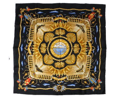 A Hermes silk scarf, 'Railing' pattern designed&nbsp; by J. Metz, 1998, 90cm x 90cm