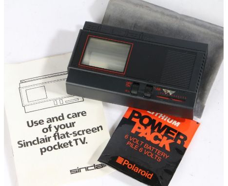 Sinclair flat-screen pocket TV, with instruction manual and slip case