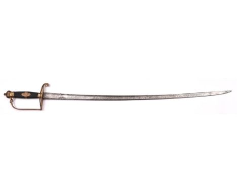 A late 18th century officer's spadroon of the Percy Tenantry, slightly curved single edged blade 28" etched with "GR" in an o