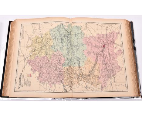 A late 19th Century Atlas of the British Isles published by George Bacon. 'Large Scale Ordnance Map' with plans of towns, cen